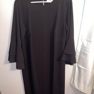 Calvin Klein Black Sheath Dress with Bell Sleeves